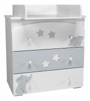 КомодЛилу Слоники НМ 041.02 НМ 041.02-01 Надстройка для пеленания, Белый/Серый (эмаль), Белый Скандинавский. Фото №1
