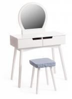 Туалетный столик с зеркалом и табуретом Secret De Maison FABRON (mod. TT-DT033) МДФ+сосна, 80*40*130,5, Белый (White). Фото №1
