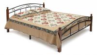 Кровать AT-8077 дерево гевея/металл, 160*200 см (Queen bed), красный дуб/черный