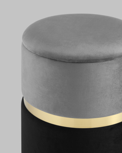 Пуф Кэрри с ящиком велюр серо-черный. Фото №6