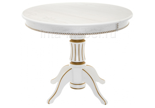 Стол деревянный Павия 130 молочный с золотой патиной фото Стол деревянный Павия 130 молочный с золотой патиной. Фото №1