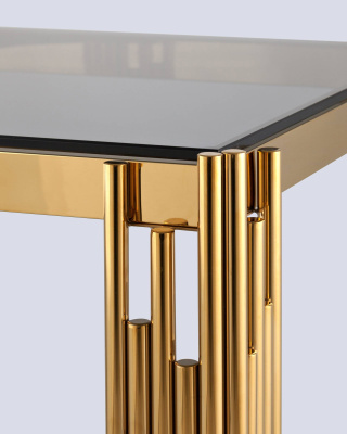 Журнальный столик 55*55 ГЭТСБИ золото стекло smoke. Фото