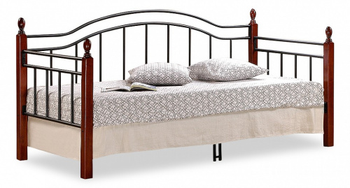 Кровать LANDLER дерево гевея/металл, 90*200 см (Day bed), красный дуб/черный. Фото №1