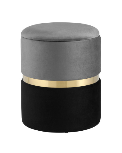 Пуф Кэрри с ящиком велюр серо-черный. Фото №1