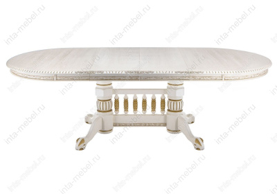 Стол деревянный Кантри молочный с золотой патиной фото Стол деревянный Кантри молочный с золотой патиной. Фото №4