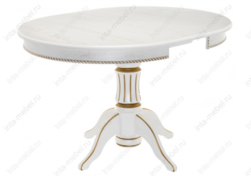 Стол деревянный Павия 130 молочный с золотой патиной фото Стол деревянный Павия 130 молочный с золотой патиной. Фото №2