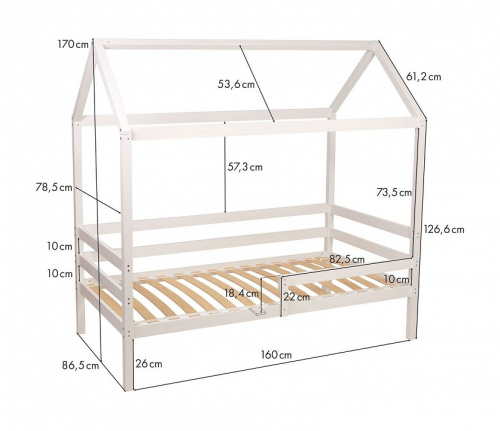Кровать-домик Polini Kids Simple, белый. Фото №11
