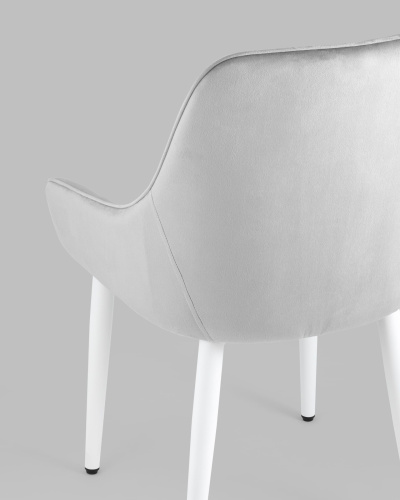 Стул Диана велюр серый ножки белые. Фото №8