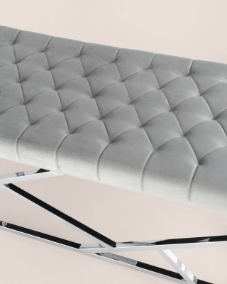 Банкетка-скамейка АРТ ДЕКО велюр серый сталь серебро. Фото №5