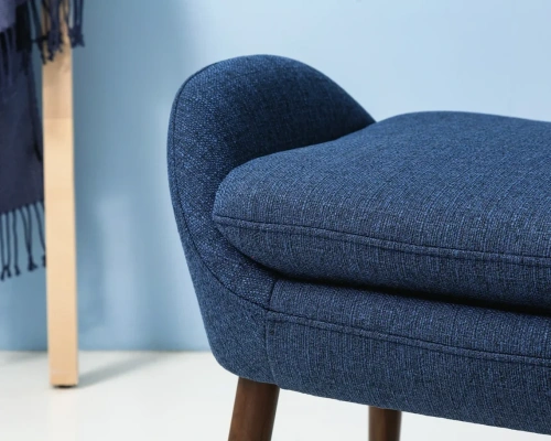 Банкетка-скамейка АРТ ДЕКО велюр синий сталь серебро. Фото №7