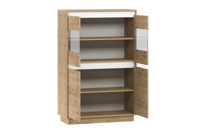 Virginia НМ 011.83 Шкаф для посуды Белый Скандинавский/Дуб Бунратти фото Virginia НМ 011.83 Шкаф для посуды Белый Скандинавский/Дуб Бунратти. Фото №2