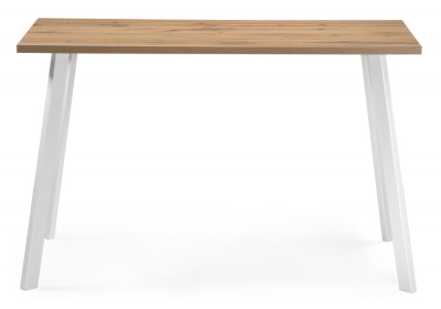 Стол деревянный Тринити Лофт 120 25 мм дуб вотан / матовый белый. Фото