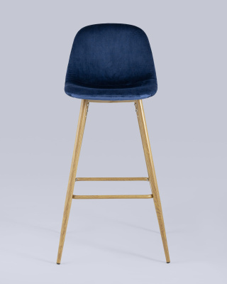 Стул барный Валенсия велюр синий ножки цвет дерево фото Стул барный Валенсия велюр синий ножки цвет дерево. Фото №5