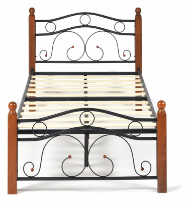 Кровать AT-803 Wood slat base дерево гевея/металл, 90*200 см (Single bed), красный дуб/черный фото Кровать AT-803 Wood slat base дерево гевея/металл, 90*200 см (Single bed), красный дуб/черный. Фото №2