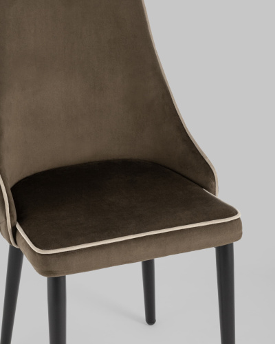 Стул Луис с кантом велюр коричневый фото Стул Луис с кантом велюр коричневый. Фото №9