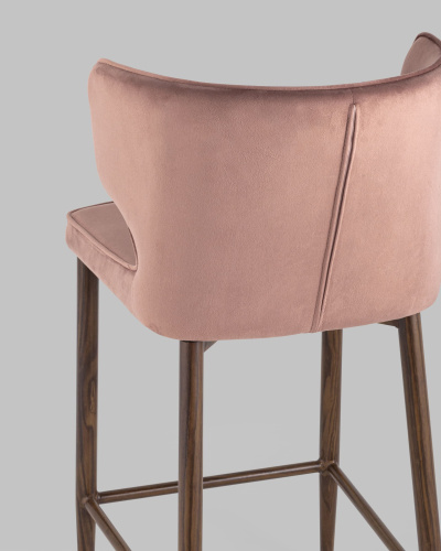 Стул полубарный Матео велюр пыльно-розовый ножки дерево. Фото №8