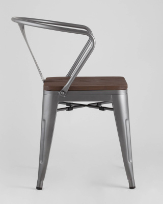 Стул TOLIX ARM WOOD с подлокотниками серебристый. Фото №5