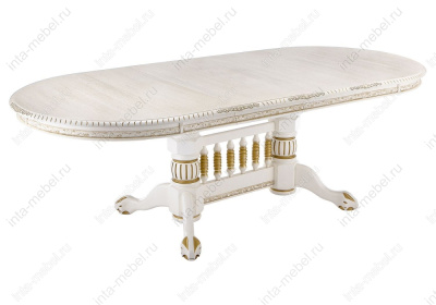 Стол деревянный Кантри молочный с золотой патиной фото Стол деревянный Кантри молочный с золотой патиной. Фото №3