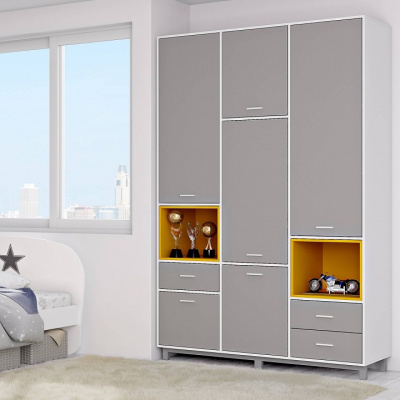 Шкаф комбинированный Polini kids Mirum 2335, серый фото Шкаф комбинированный Polini kids Mirum 2335, серый. Фото №4